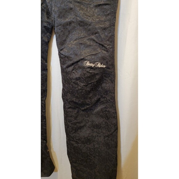 Betty Rides Womens Trinket Snow Pants Size Small Black Floral Ski Snowboard Gear - Picture 2 of 6